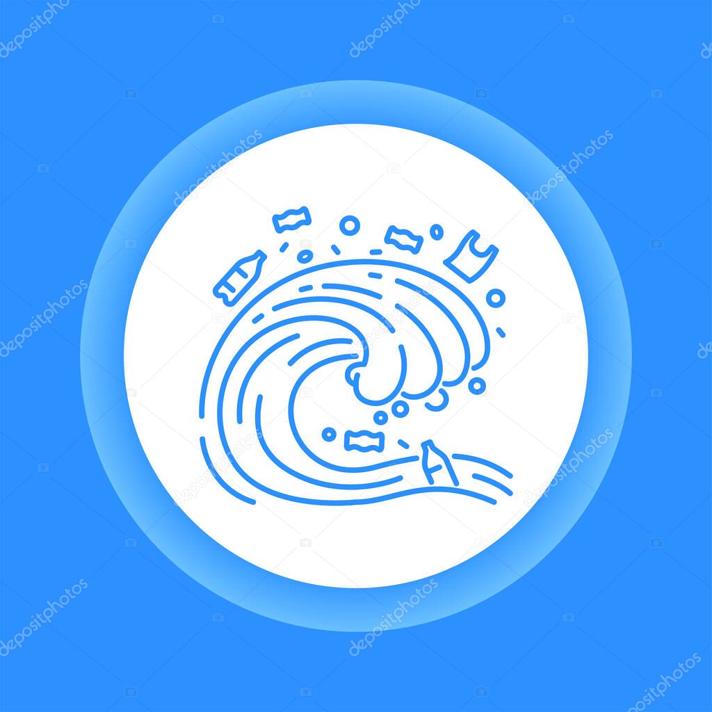 Ocean pollution color glyph icon. Eco problems. Isolated vector element. Outline pictogram for web page, mobile app, promo.