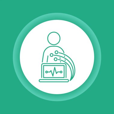 Elektrokardiyogram renk düğmesi simgesi. Hastanın kalp durumunu kontrol etmek için tıbbi cihaz. Web sayfası, mobil uygulama, tanıtım için resim taslağı.