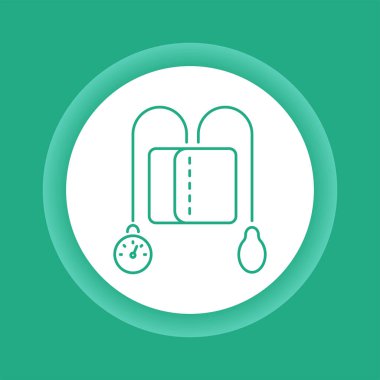 Tansiyon ölçme cihazı renk düğmesi simgesi. Yüksek kan muayenesi. Tıbbi ekipman. Web sayfası, mobil uygulama, tanıtım için resim çizelgesi.
