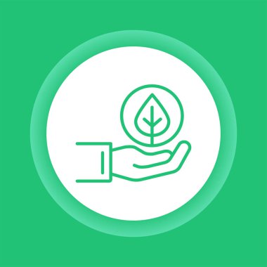 El ele tutuşan bitki rengi düğmesi simgesi. Çevresel koruma. İzole vektör elementi. Web sayfası, mobil uygulama, tanıtım için resim çizelgesi.