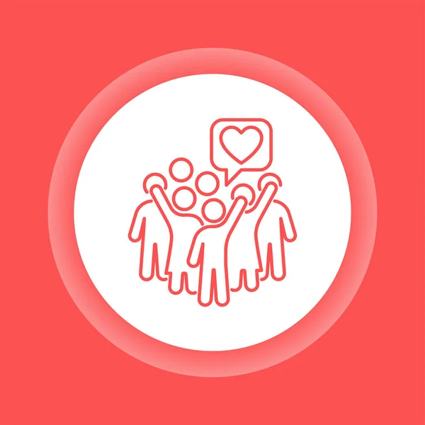 Grupo Voluntários Ícone Botão Cor Comunidade Sem Fins Lucrativos Caridade — Vetor de Stock