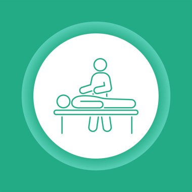 Masaj prosedürü renk düğmesi simgesi. Fizyoterapi, akupunktur, rehabilitasyon. İzole vektör elementi. Web sayfası, mobil uygulama, tanıtım için resim çizelgesi.