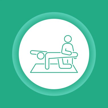 Fizyoterapi renk düğmesi simgesi. Rehabilitasyon, terapi konsepti. Yara tedavisi. İzole vektör elementi. Web sayfası, mobil uygulama, tanıtım için resim çizelgesi.