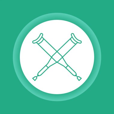 Eksen değneği renk düğmesi simgesi. Engelliler için tıbbi araç ve yaralanma sonrası yardım.