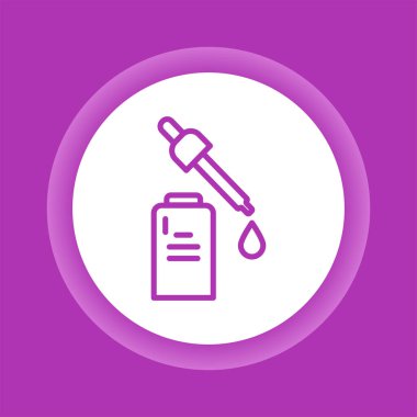 Yüz serumu renk düğmesi simgesi. Cilt bakımı. Kaldırma, nemlendirme, tedavi prosedürü. İzole vektör elementi. Web sayfası, mobil uygulama, tanıtım için resim çizelgesi.