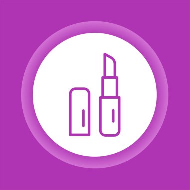 Ruj rengi düğme simgesi. Profesyonel yüz makyajı. Güzellik endüstrisi. İzole vektör elementi. Web sayfası, mobil uygulama, tanıtım için resim çizelgesi.