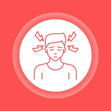 Baş ağrısı rengi düğmesi simgesi. Alerji belirtileri, soğuk algınlığı, grip. Web sayfası için piktogram, mobil uygulama, tanıtım. UI UX Arayüz tasarım ögesi.