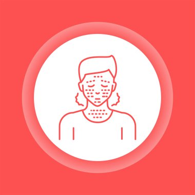 Deri döküntüsü renk düğmesi simgesi. Dermatolojik hastalıklar. Alerji belirtileri. Web sayfası için piktogram, mobil uygulama, tanıtım. UI UX GUI tasarım elemanı. Düzenlenebilir vuruş.