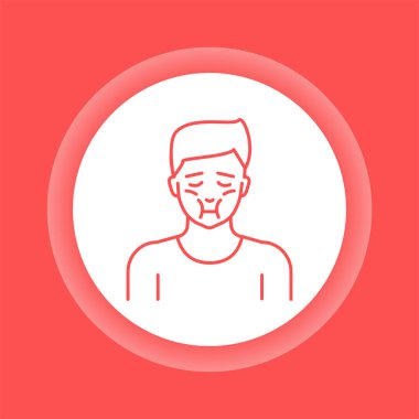 Yüz şişiren renk düğmesi simgesi. Alerji belirtileri. Web sayfası için piktogram, mobil uygulama, tanıtım. UI UX GUI tasarım elemanı. Düzenlenebilir vuruş.