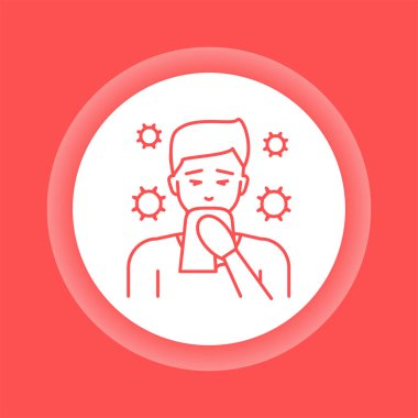 Bulaşıcı hastalıklar, nezle, grip, öksürük rengi ikonu. Alerji belirtileri. Web sayfası için piktogram, mobil uygulama, tanıtım. UI UX GUI tasarım elemanı. Düzenlenebilir vuruş.