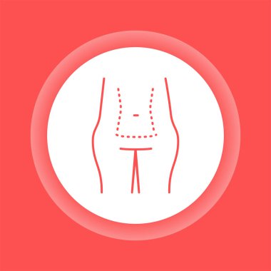Liposuction renk düğmesi simgesi. Plastik vücut ameliyatı. Yağ aldırma. İzole vektör elementi. Web sayfası, mobil uygulama, tanıtım için resim çizelgesi.