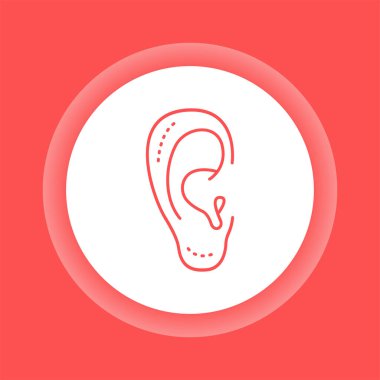 Otoplasty renk düğmesi simgesi. Kulak şekli estetik cerrahi. İzole vektör elementi. Web sayfası, mobil uygulama, tanıtım için resim çizelgesi.