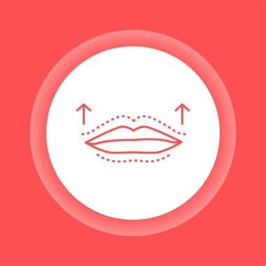 Şekil dudak renk düğmesi simgesini değiştir. Kozmetoloji. Hyaluronik asitle dudak büyütme. İzole vektör elementi. Web sayfası, mobil uygulama, tanıtım için resim çizelgesi.