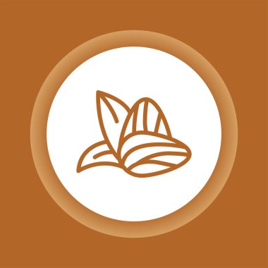 Badem rengi düğme simgesi. Sağlıklı, organik yiyecekler. Düzgün beslenme. İzole vektör elementi. Web sayfası, mobil uygulama, tanıtım için resim çizelgesi.