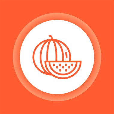Karpuz rengi düğme simgesi. Sağlıklı, organik yiyecekler. Düzgün beslenme. İzole vektör elementi. Web sayfası, mobil uygulama, tanıtım için resim çizelgesi.