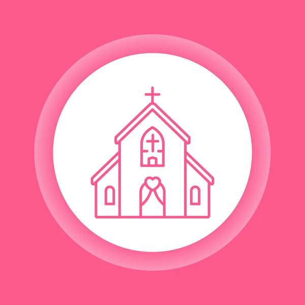 Icône Couleur Ligne Bâtiment Église Une Cérémonie Mariage Élément Vectoriel — Image vectorielle