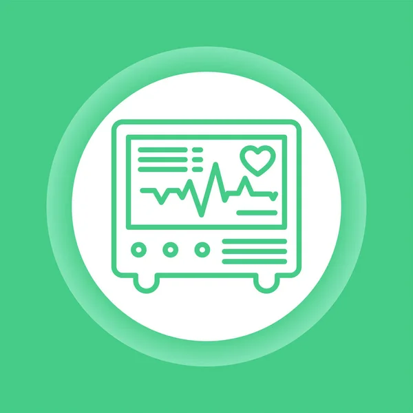 Icono Línea Color Electrocardiográfico Dispositivo Médico Para Control Condición Cardíaca — Vector de stock