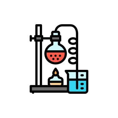 Kimya bilimi renk çizgisi simgesi. İzole vektör elementi. Web sayfası, mobil uygulama, tanıtım için resim çizelgesi