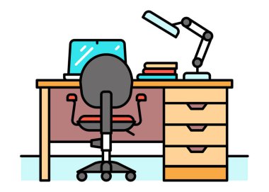 İş yeri renk çizgisi simgesi. Web sayfası için piktogram, mobil uygulama, tanıtım. UI UX GUI tasarım elemanı. Düzenlenebilir vuruş.