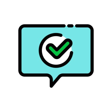 Onaylanmış ileti renk çizgisi simgesi. Web sayfasını imzala, mobil uygulama. Vektör izole nesne.