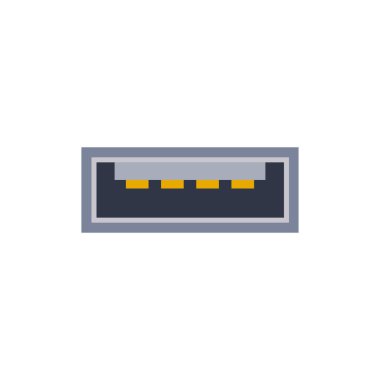 USB mikro-A PC evrensel bağlantı simgesi. Port 'un düz bir şekilde vektör grafik çizimi. USB tipi, video ve ses portu. Ekran portu ve diğer bilgisayar arayüzü ögeleri.