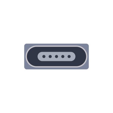 Bilgisayar evrensel bağlantı simgesi yükleniyor. Port 'un düz bir şekilde vektör grafik çizimi. USB tipi, video ve ses portu. Ekran portu ve diğer bilgisayar arayüzü ögeleri.