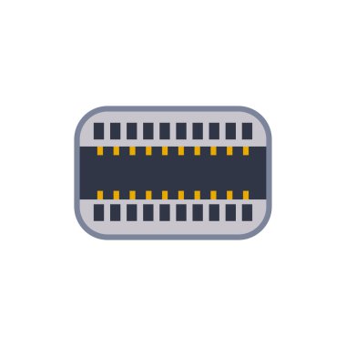 Mini displayport pc evrensel bağlantı simgesi. Port 'un düz bir şekilde vektör grafik çizimi. USB tipi, video ve ses portu. Ekran portu ve diğer bilgisayar arayüzü ögeleri.