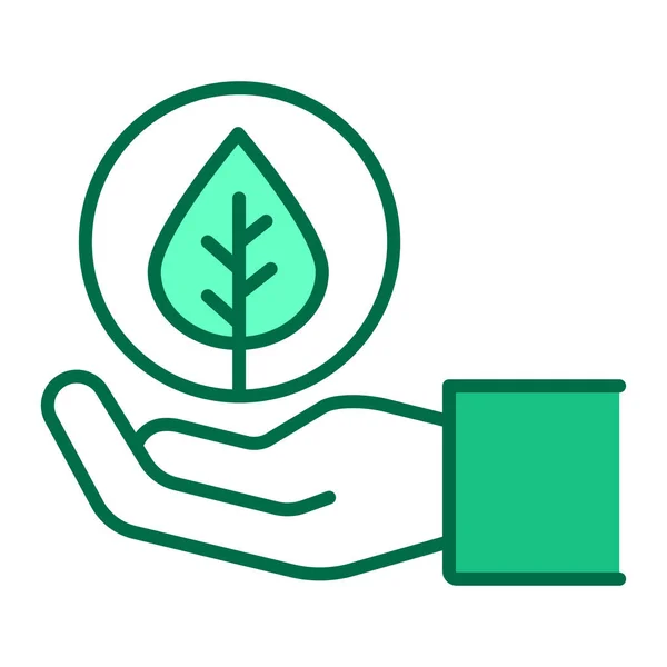 Hand Hält Pflanze Farbe Linie Symbol Umweltschutz — Stockvektor