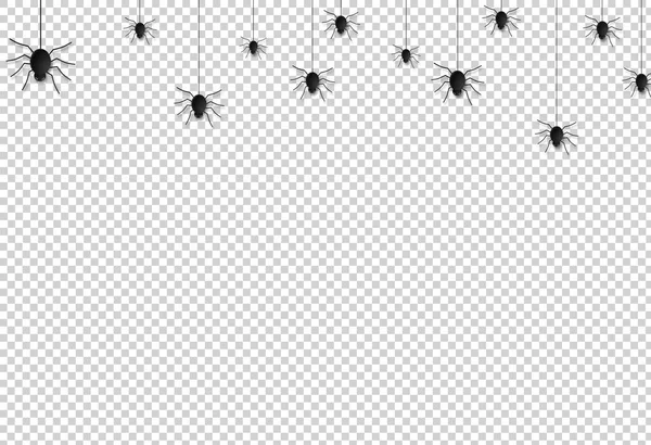 Spider Opknoping Van Spinnenwebben Png Transparante Achtergrond Halloween Banner Geïsoleerd — Stockvector