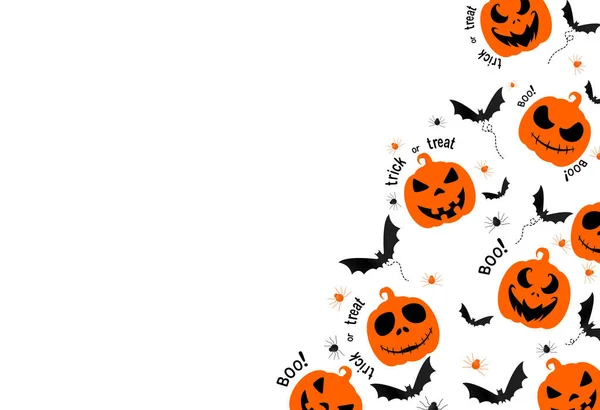 Halloween Party Banner Gruseliges Kürbisgesicht Fledermaus Spinne Auf Weißem Hintergrund — Stockvektor