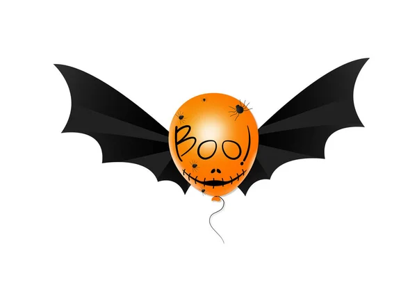 Halloween Party Tło Przerażającą Twarzą Pomarańczowe Balony Powietrza Tekst Boo — Wektor stockowy