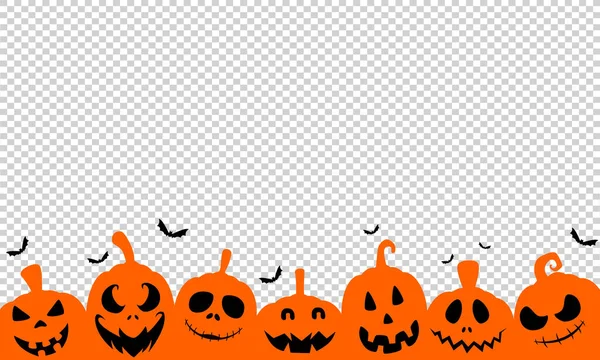 Banner Festa Halloween Com Rosto Assustador Abóbora Morcegos Voando Isolados — Vetor de Stock