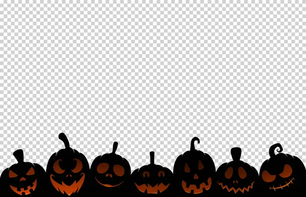 Halloween Party Banner Mit Schwarzem Gruseligen Kürbisgesicht Isoliert Auf Png — Stockvektor