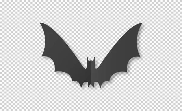 Bat Paper Cut Style Png Transparent Background Happy Halloween Concept — 스톡 벡터