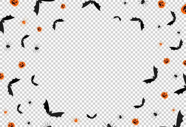 Halloween background full of bat, spider, pumpkin isolated on png or transparent background, space for add text ,banner template, poster,vector illustration — Stock Illustration Halloween Background Full Bat Spider Pumpkin Isolated Png Transparent Background Stock Vector