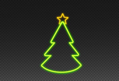 Neon tarzı olan Noel ağacı png veya şeffaf arkaplanda izole edilmiş, metin için boşluk, satış afişi şablonu, yeni yıl, doğum günleri, lüks kart, vektör ilülasyonu 