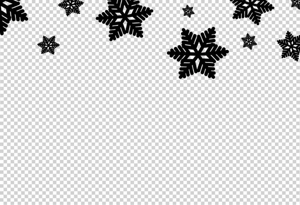 Black Flat Snowflakes Christmas Decoration Isolated Png Transparent Background Space — Stock Vector