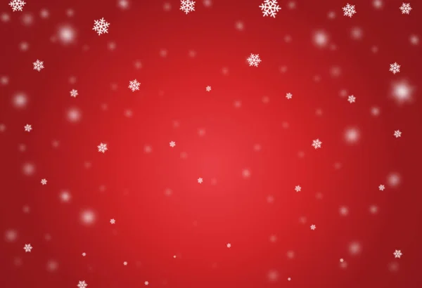 Natale Bokeh Neve Isolata Sfondo Rosso Con Fiocco Neve Scintillante — Vettoriale Stock