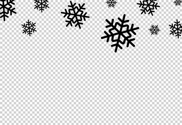 Black Flat Snowflakes Falling Top Christmas Decoration Isolated Png Transparent — Stock Vector