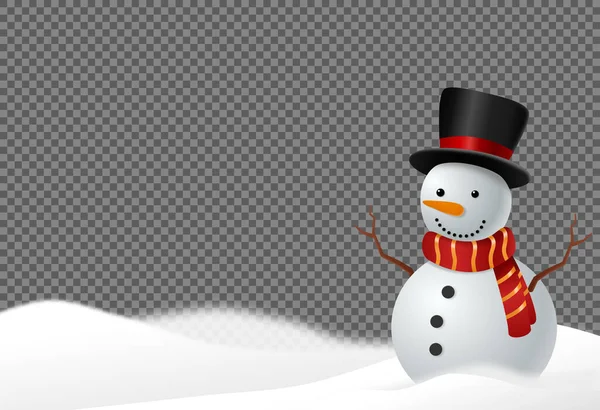 Snowman Wearing Hat Scarf Smile Snowy Landscapes Isolate Png Transparent — стоковый вектор