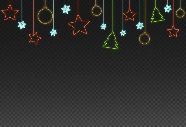 Рождественское Украшение Звезда Мяч Елка Неоновым Стилем Изолированы Png Прозрачный — стоковый вектор