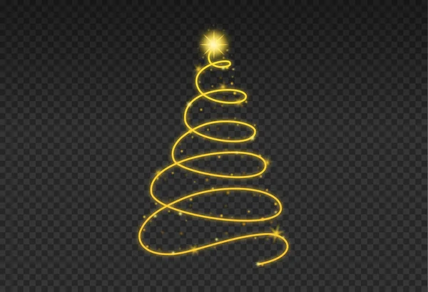 Kerstboom Goud Bokeh Glitter Deeltjes Isoleren Png Transparante Achtergrond Met — Stockvector