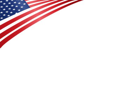 Beyaz arka planda izole edilmiş Amerikan bayrağı, ABD sembolleri, pankart, reklam, reklam, reklam, TV reklamı, reklamları, web tasarımı, dergi, haber kağıdı, vektör