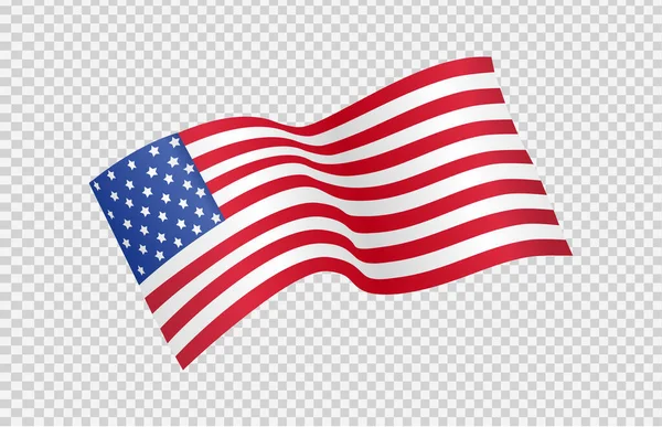 米国のシンボル バナー カード プロモーション テレビコマーシャル ウェブデザイン ポスター ベクトルイラストのためのテンプレート Pngまたは透明な背景に隔離されたアメリカの波のフラグ — ストックベクタ