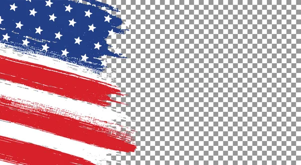 Amerikaanse Vlag Met Penseel Verf Getextureerd Geïsoleerd Png Transparante Achtergrond — Stockvector