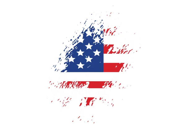 Amerikansk Flagga Med Stänk Pensel Stroke Texturerad Isolerad Vit Bakgrund — Stock vektor