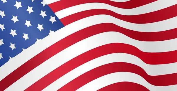 Amerikan Izole Edilmiş Dalgalı Bayrağı Abd Sembolleri Afiş Kart Reklam — Stok Vektör