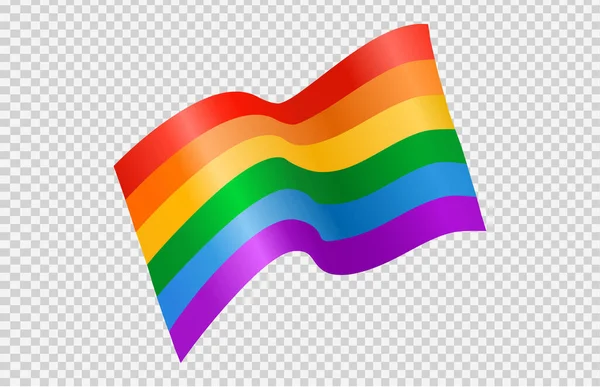 Waving Rainbow Lgbt Flag Isolated Png Transparent Background Symbol Lgbt — Stock Vector