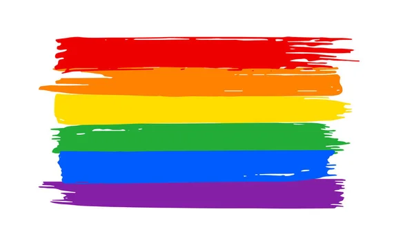 Rainbow Lgbt Bandeira Escova Pintura Textura Isolar Fundo Branco Símbolo —  Vetores de Stock