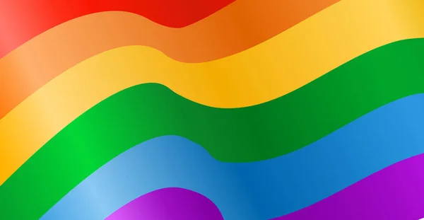 Cerrar Ondeando Arco Iris Lgbt Bandera Aislada Símbolo Del Orgullo — Vector de stock